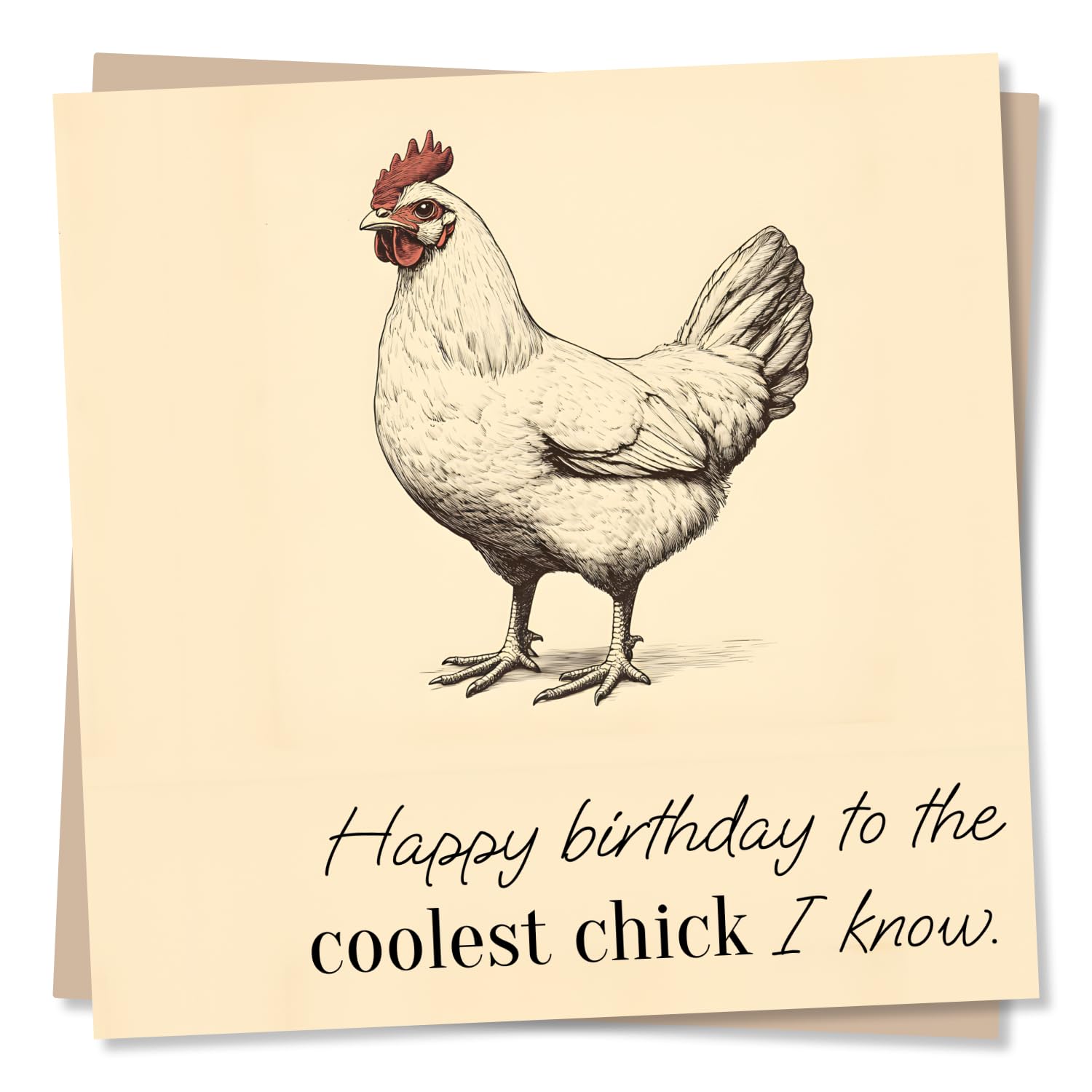 Funny Chicken Birthday Card For Women - Happy Birthday To The Coolest Chick I Know - Birthday Card For Woman, Girlfriend, Best Friend, Wife, Mum, Daughter, Aunty
