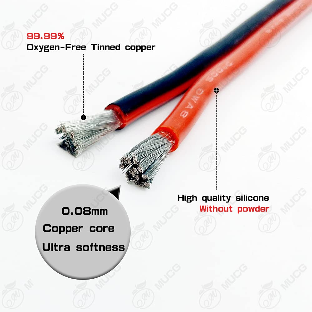 cable eléctrico Cable de 2 pines Cable de silicona Automotriz Negro Rojo Led Cables eléctricos planos 28 26 24 22 20 18 awg 18awg 16awg 14awg 12awg 10awg 8awg ( Color : 2 Pin Black-Red , Size : 5M_24