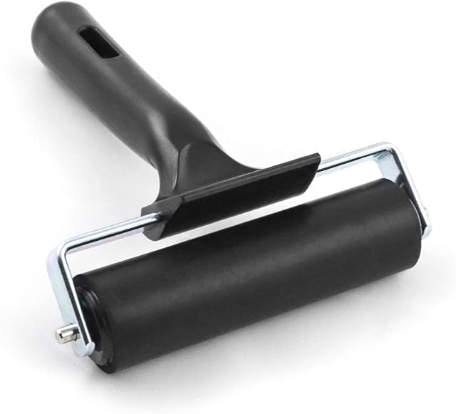 QWORK 4 Inch Rubber Brayer Roller, Paint and Ink Roller for Screen Print Making, Stamping and Scrapbooks