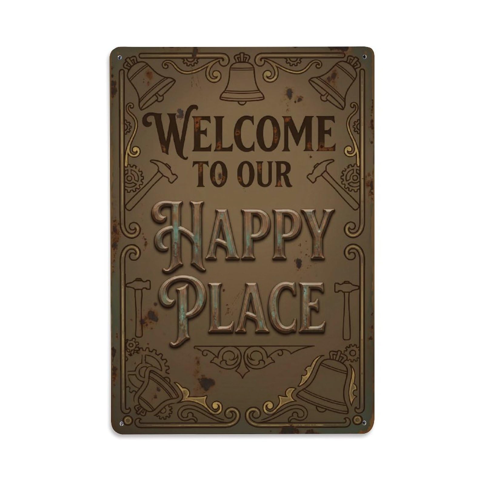 Welcome To Our Happy Place Vintage Bellfounder Studio Metal Tin Sign