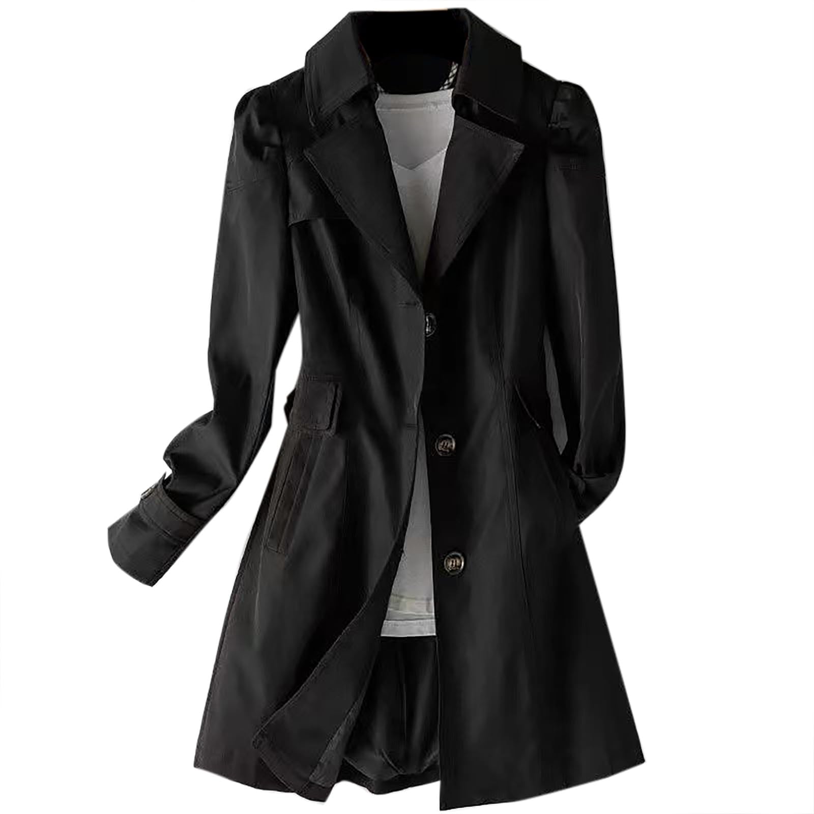 Generisch Donna Nuovo Slim Fit Donna Versione Coreana Doppio Petto Piccolo Trench Medio Lungo Trench