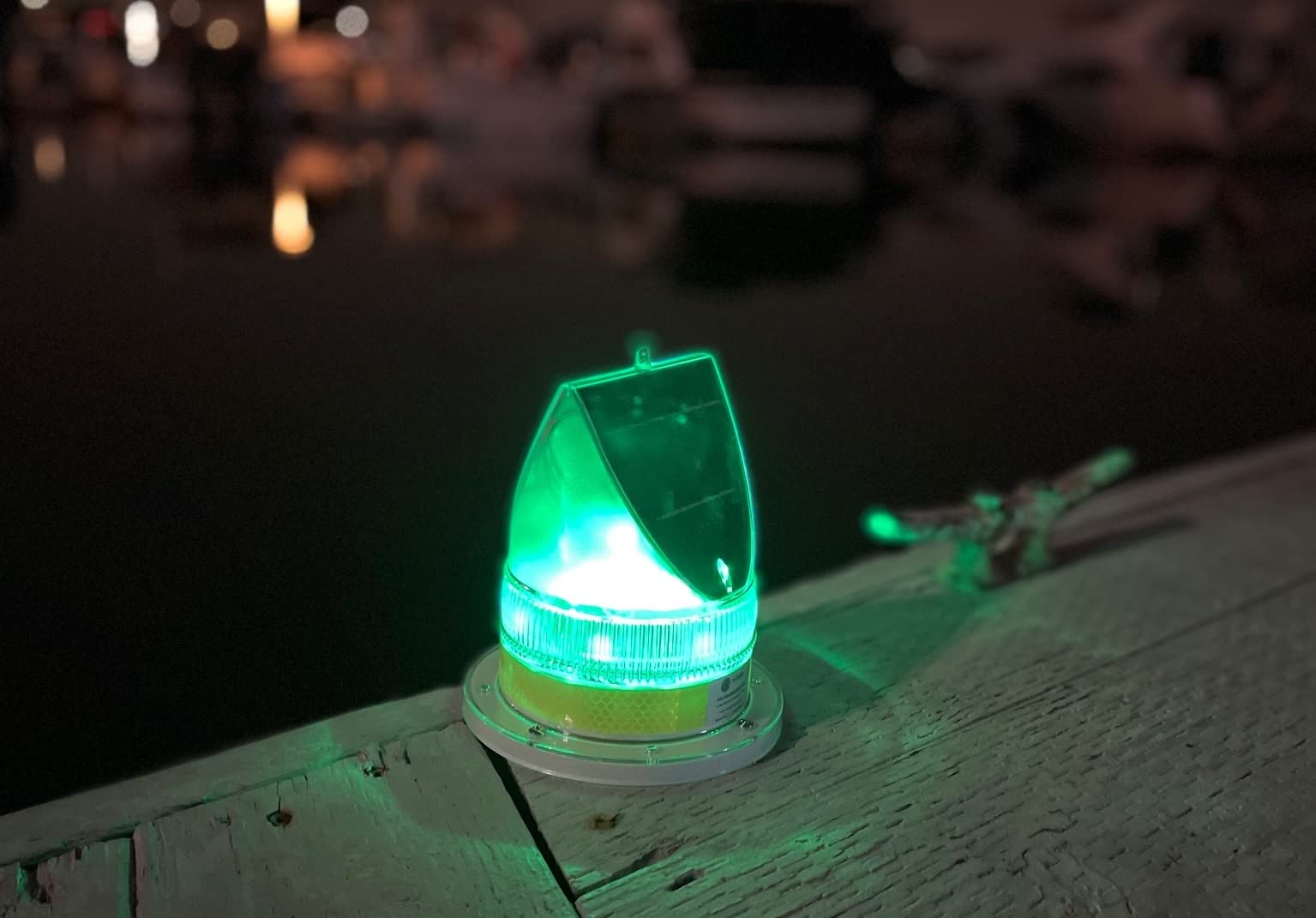 Britta Products Solar LED Dock Barge Boat Safety Warning Light - GREEN LED - Constant On and Adjustable Flash Rate