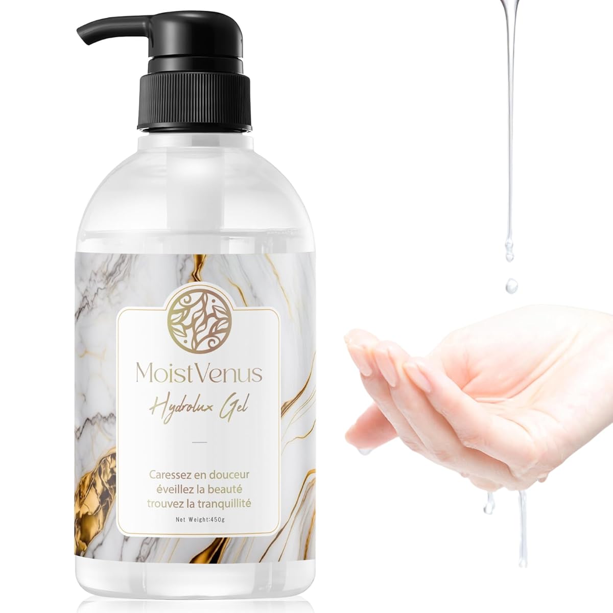 【W受賞・皮膚科医監修】潤滑ゼリー 450g ヒト幹細胞 皮膚科医試験済 美容エキス配合 ローション 大容量 オーガニック MoistVenus Hydrolux Gel 妊活 潤い ジェル ノンアルコール 挿入 潤滑剤 ゼリー 女性用 男性用 うるおい マッサージ プレミアム モイスト 保湿 乾燥肌 敏感肌 VIO