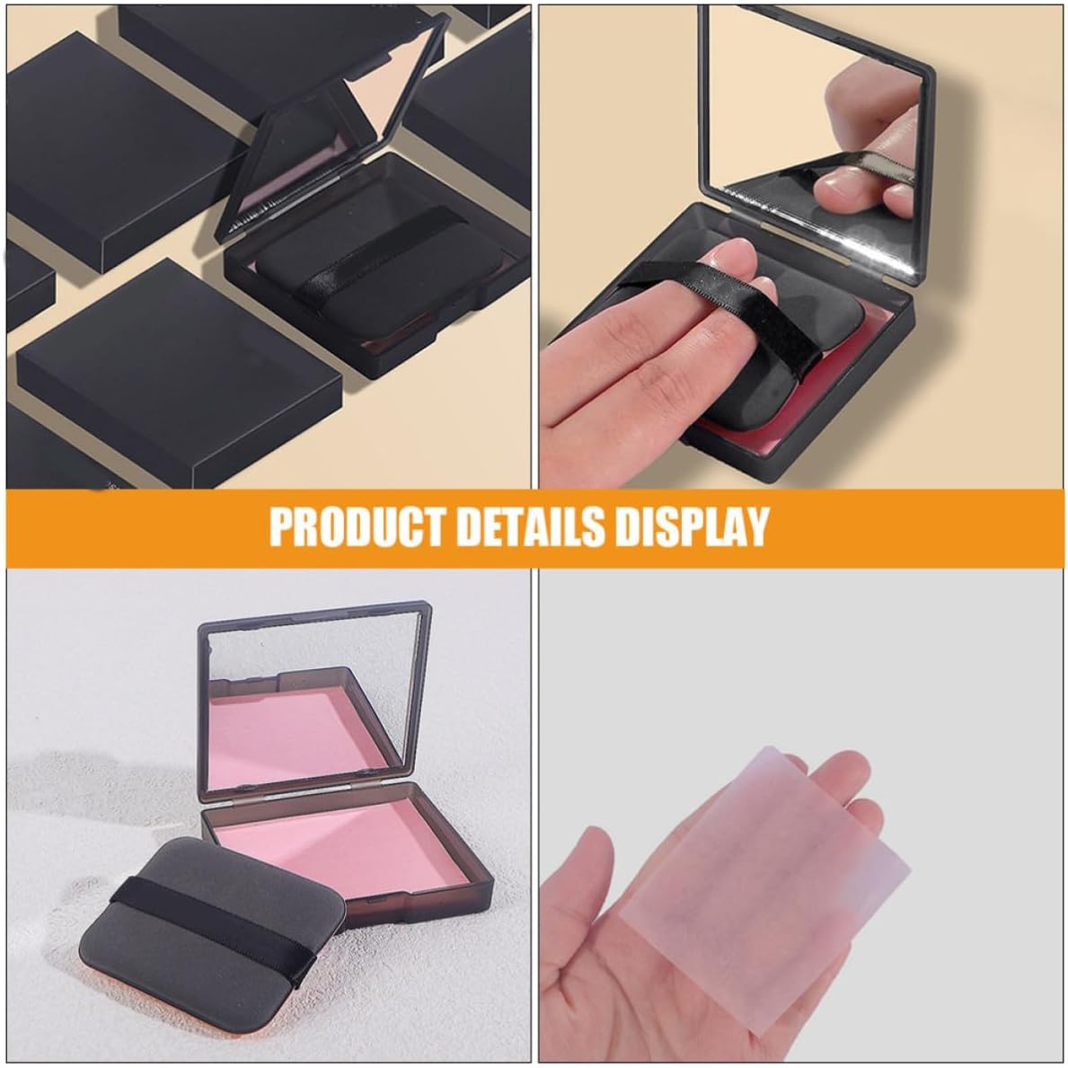 BETOOKY 2 Sets Facial Oil Blotting Sheets with Compact Mirror Case and Puff, Oil-absorbing Paper for Quick Oil Control and Makeup Touch-up, Portable Design for Oily Skin