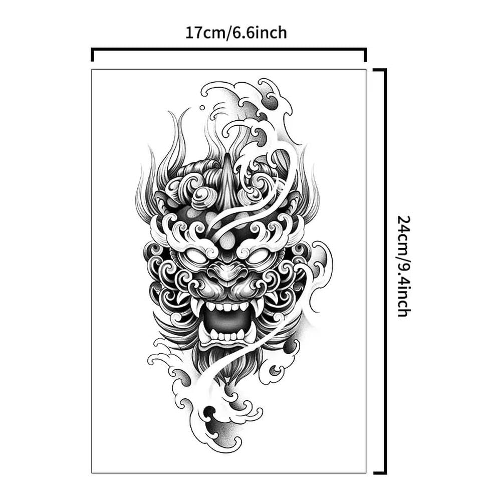 Máscara De Demonio Impermeable Tatuaje Temporal Pegatina Duradera Impermeable Realista Semipermanente(2 pcs)