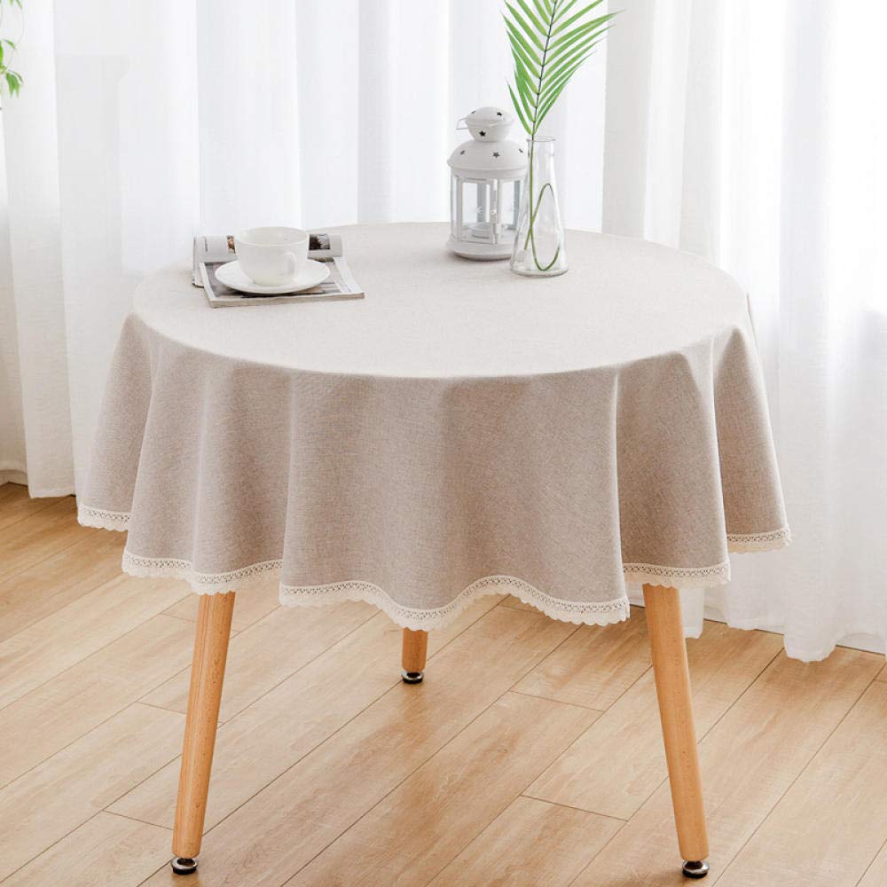 Nappe ronde 160 cm en coton et lin marron moderne pour repas