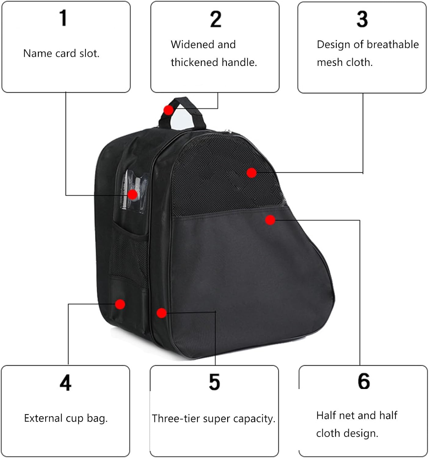 Roller Skates Bag Ice Skating Shoes Storage Large Capacity Inline for Skating Enthusiasts Ice Ski Boot Roller with Handle Shoulders for Youth