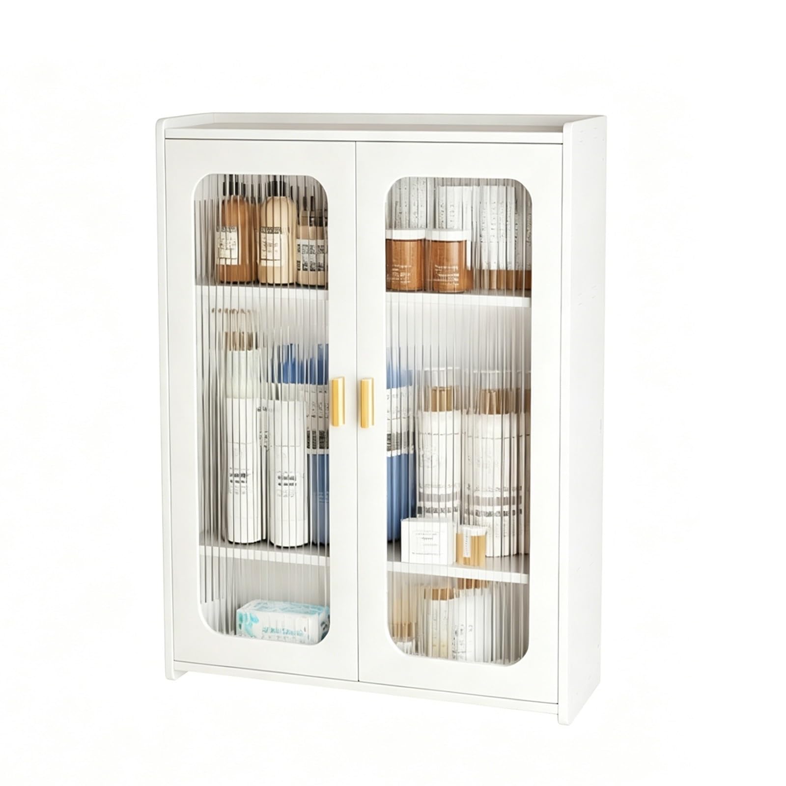 Over the Toilet Storage Cabinet with Doors, Freestanding Above Toilet Organizer, 2-Tier Humidity-Proof Bathroom Space Saver Shelf(ChgDoor FullCab 23.6x15.7x6.3in)