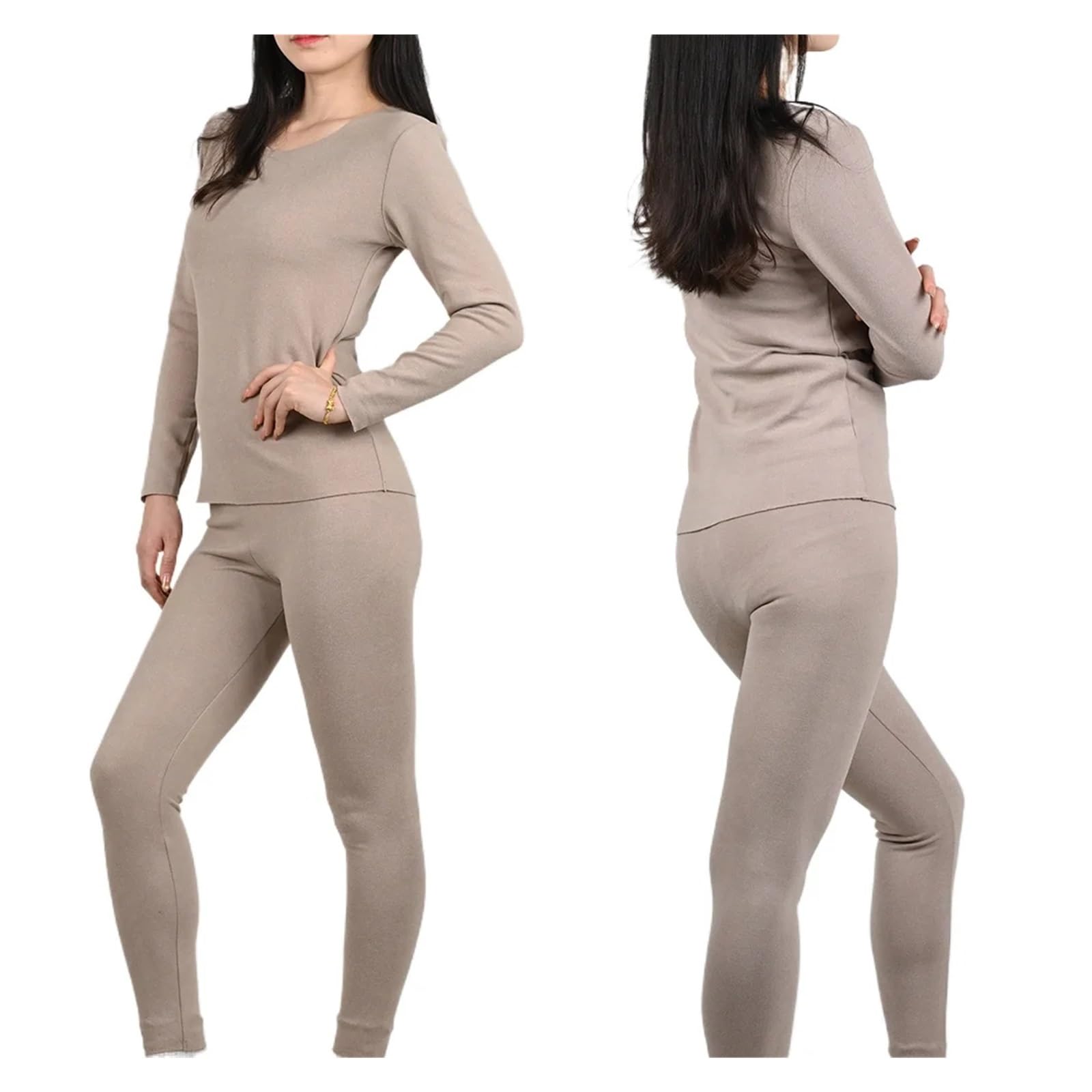 Ropa Interior Térmica Conjunto de lencería térmica Invierno for Mujer, Manga Larga, sin Costuras, Doble Capa, cálida y Abrigada. Incluye Camiseta Interior pantalón