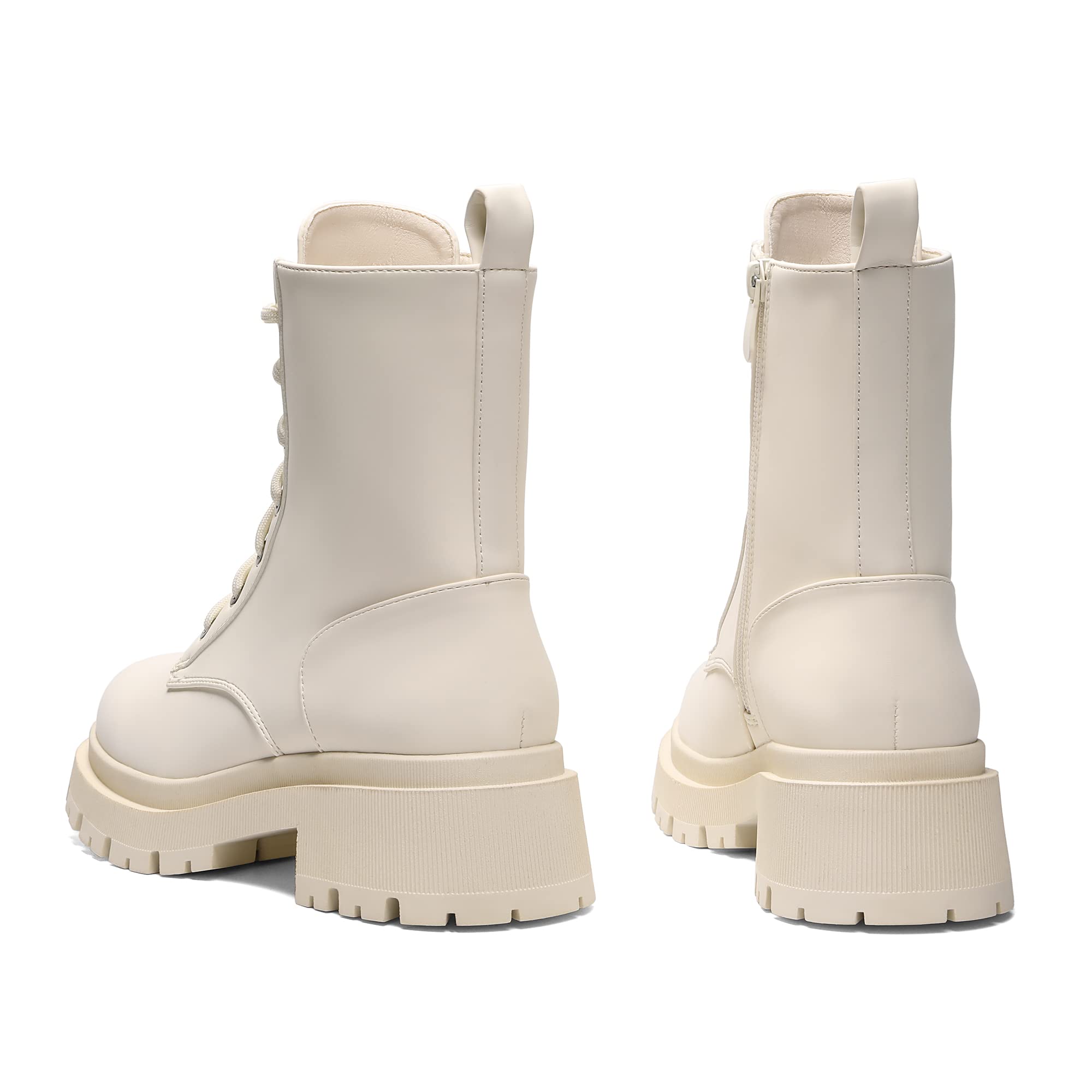 DREAM PAIRS Stivali Anfibi Donna Cerniera con Lacci Silhouette Comoda Chiusura Lampo Fodera Calda Suola Interna