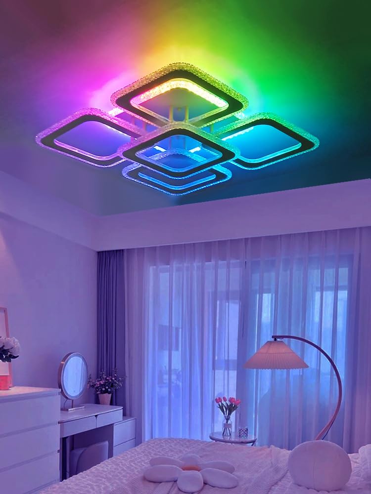 KZT Lampada da soffitto con musica a LED lampada da soggiorno dimmerabile RGB cambia colore lampada da soffitto con telecomando e controllo app moderna camere da letto illuminazione
