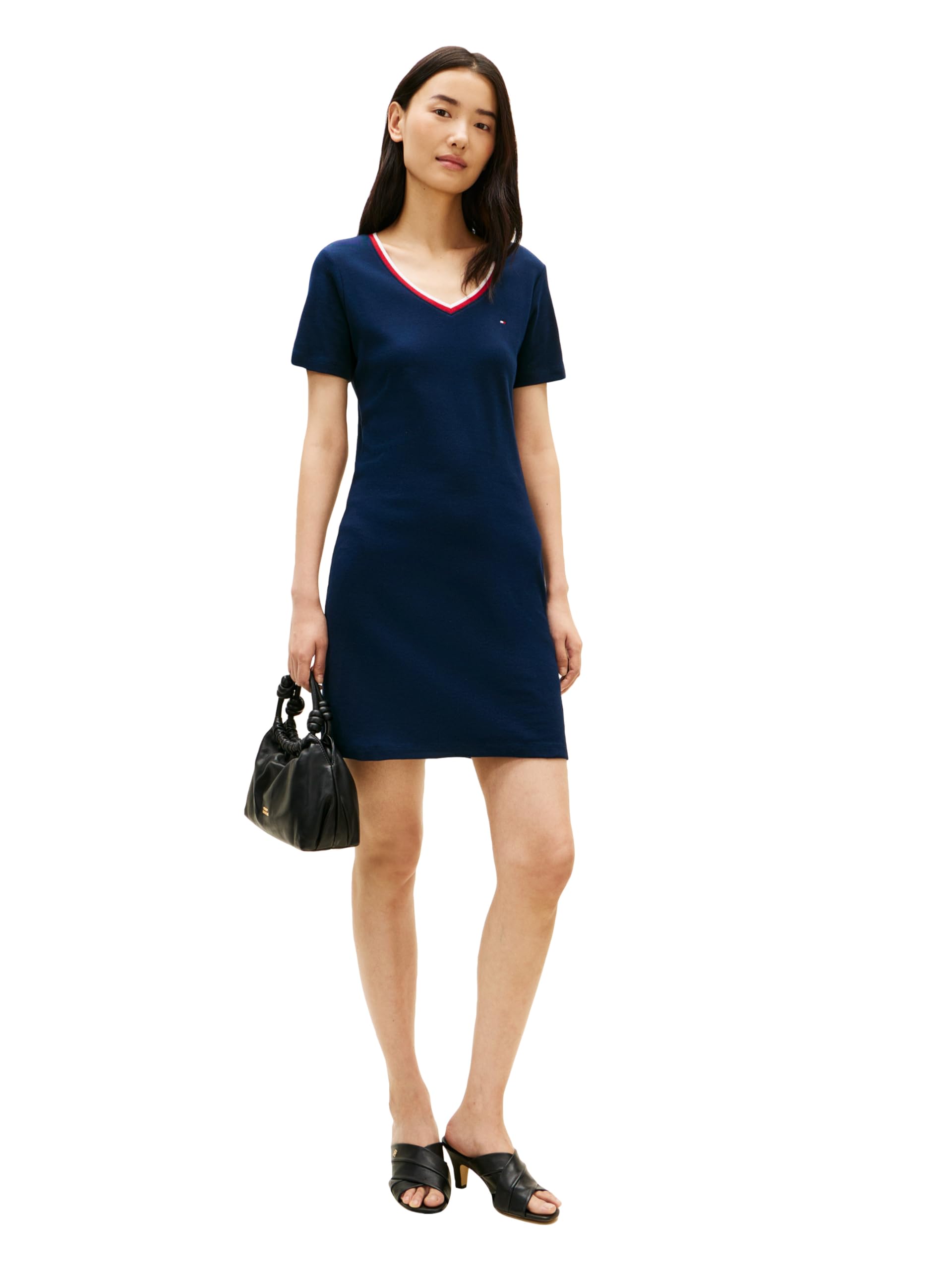 

                                                    Tommy Hilfiger Women's Short Sleeve Contrast V-Nec