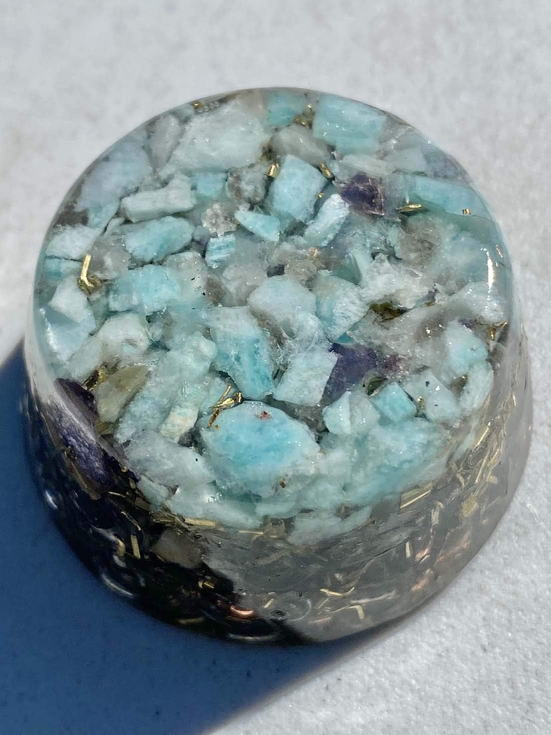 Amazonite Orgone Generator Energy Accumulator 528Hz/7.83Hz/Advance Harmonics Many Beautiful Ingredients and Colors (Amazonite)