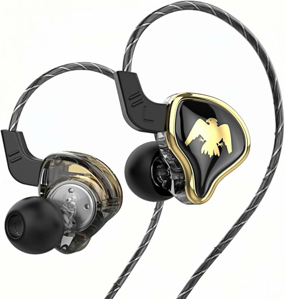 Fones de ouvido QKZ AK6 ARES HiFi com fio, com microfone, IEMs para jogos com microfone, fones de ouvido intra-auriculares, para cantores e músicos (preto)