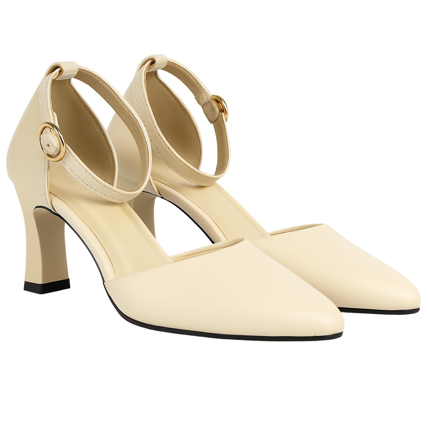 Women’s Elegant Closed Toe Block Heel Pumps with Ankle Strap for Casual Wear-picture-11