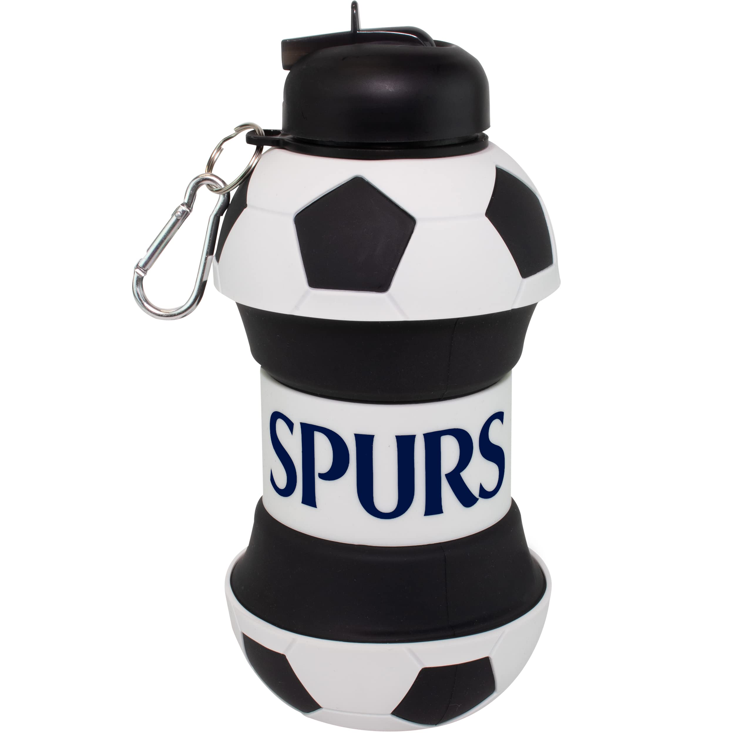 Maccabi ART Tottenham Clip-On Collapsible 1 Liter, 34 oz. size BPA-Free Silicone Soccert Large Water Bottle