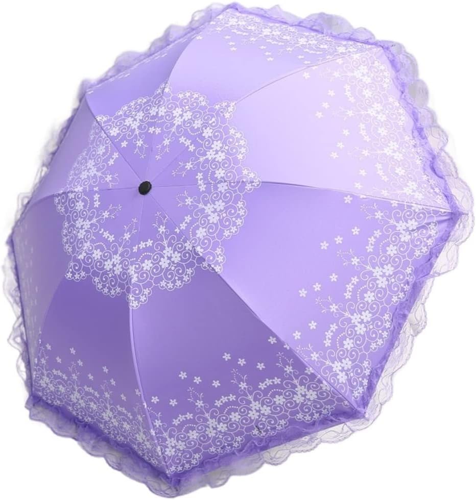 Portable Umbrella for Travel Manual Folding Umbrella Sunny and Rainy Umbrella Protection Uv Black Coating Parasol Anti Uv Umbrella for Women Umbrella Outdoor(D)