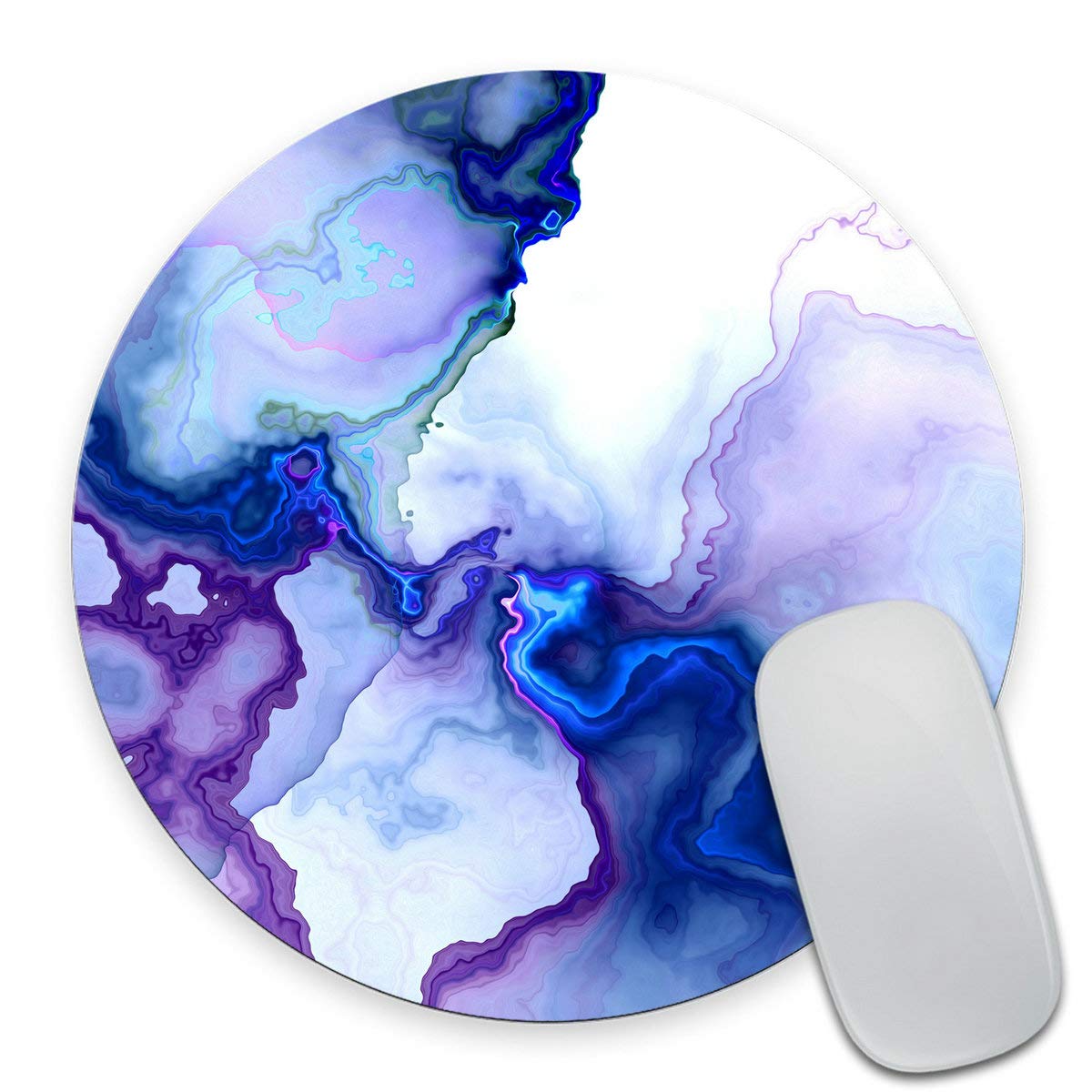 Smooffly Crazy Abstract Melted Colorful Shapes Round Mouse Pad Custom, Insane Psychedelic Background Artwork Circular Mouse Pads for Computers Laptop