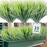 10 Pcs Artificial Grasses Outdoor Plants Fake Plastic Greenery Shrubs Wheat Grass for Garden Porch...