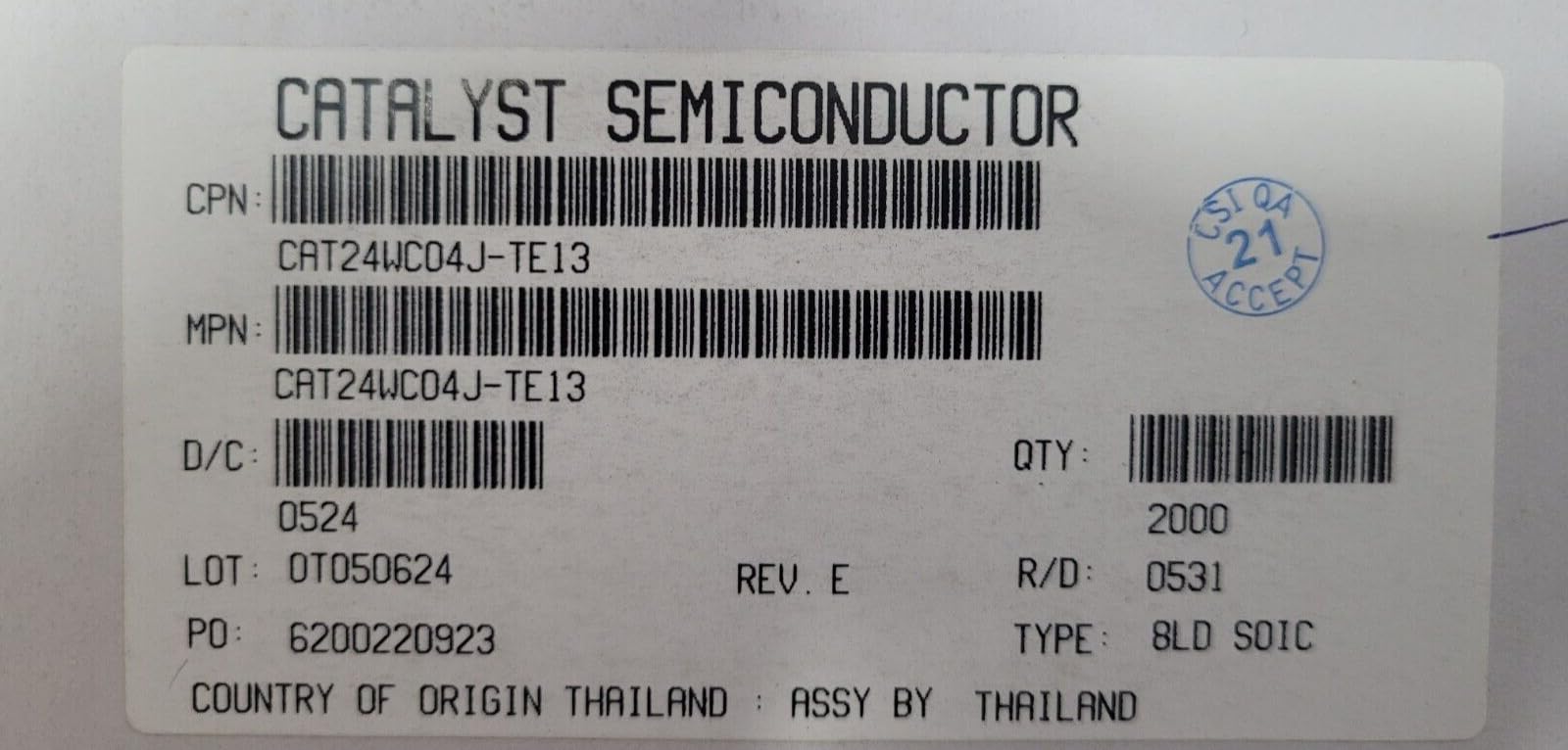 (10 PC) CAT24WC04J-TE13 Catalyst SEMI