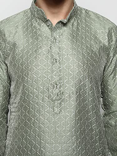 Image of Uri and MacKenzie Embroidery Silk Men's Kurta Pyjama Set