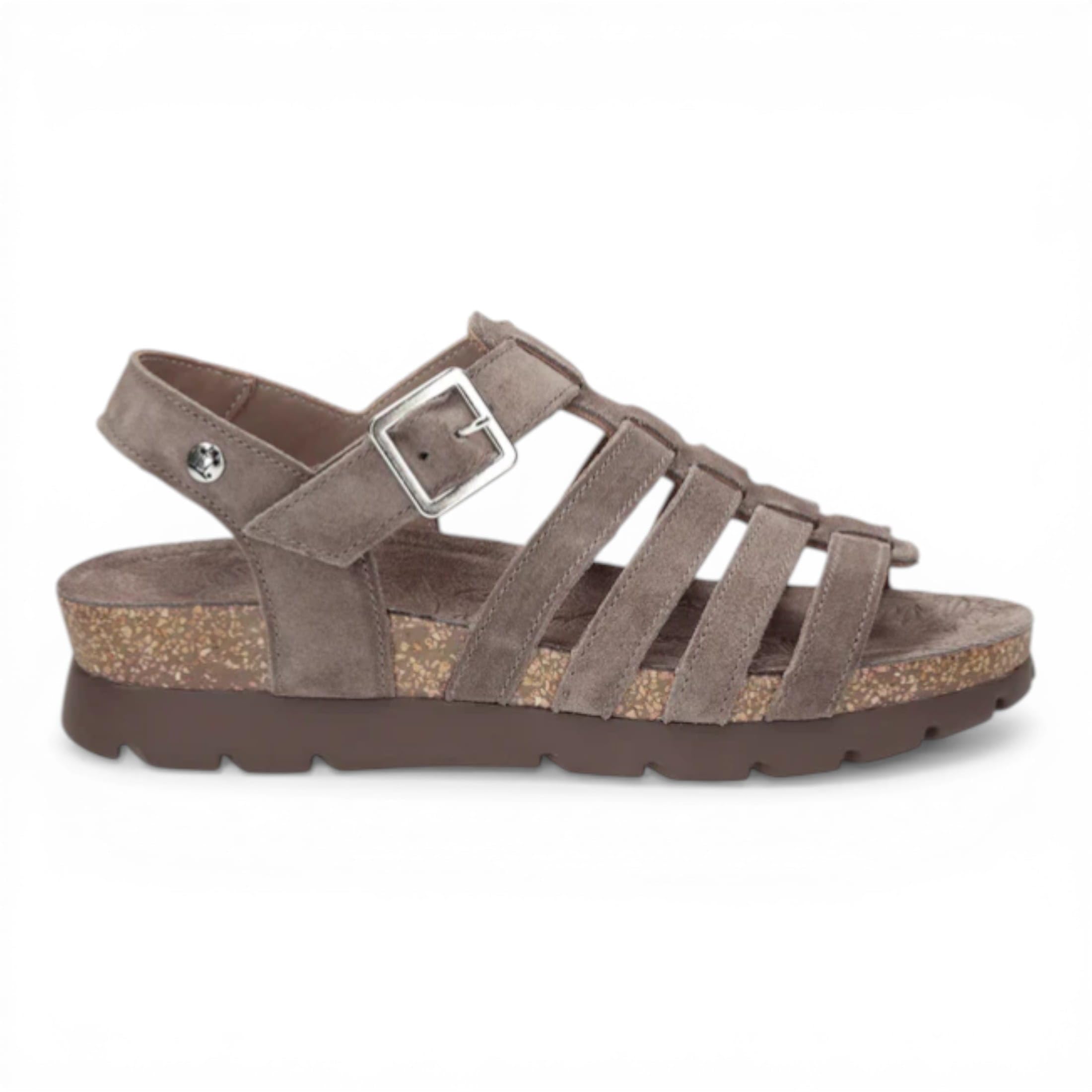Panama Jack Sandalias de Cuña Sasha B6 Para Mujer, de Ante Gris Piedra, Estilo Alpargata de Verano.