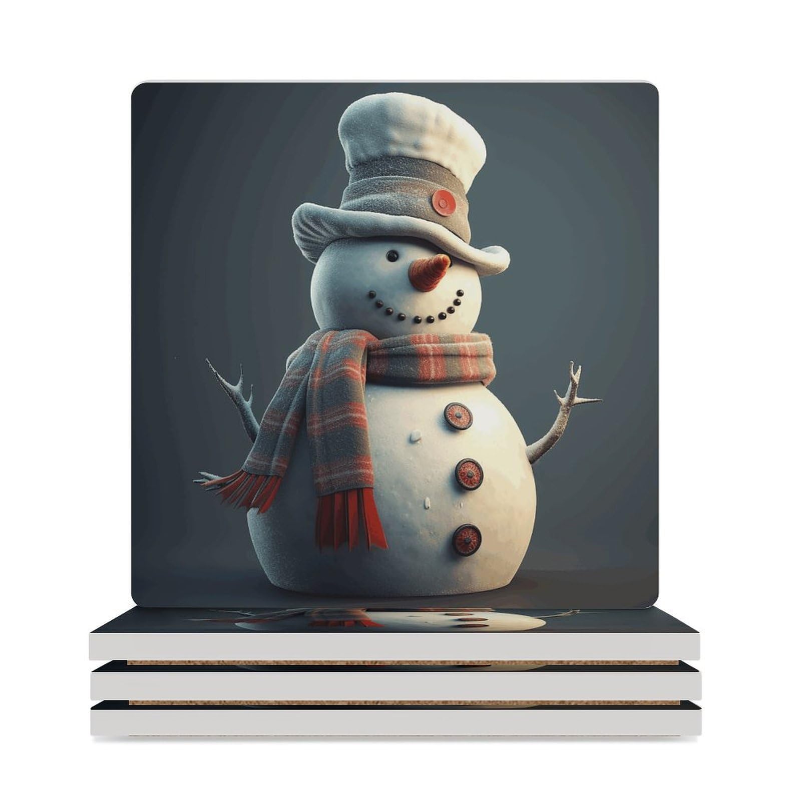 Dessous de verre bonhomme de neige lot de 4 idée cadeau pour table basse
