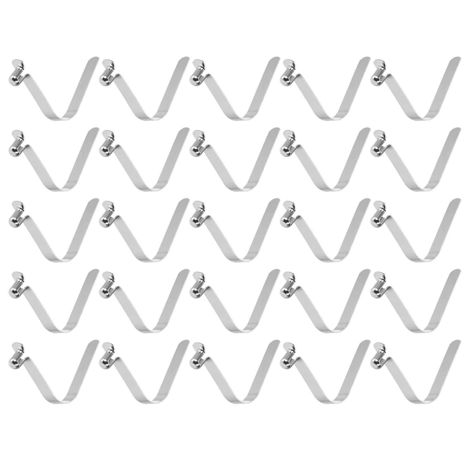 sourcing map 25pcs Single Button Kayak Paddle Snap Spring Clip 5.5x8x38mm 65Mn Spring Steel V-Shaped Hollow Lift Telescopic Locking Tube Pole Clips for Tent Umbrella Camping