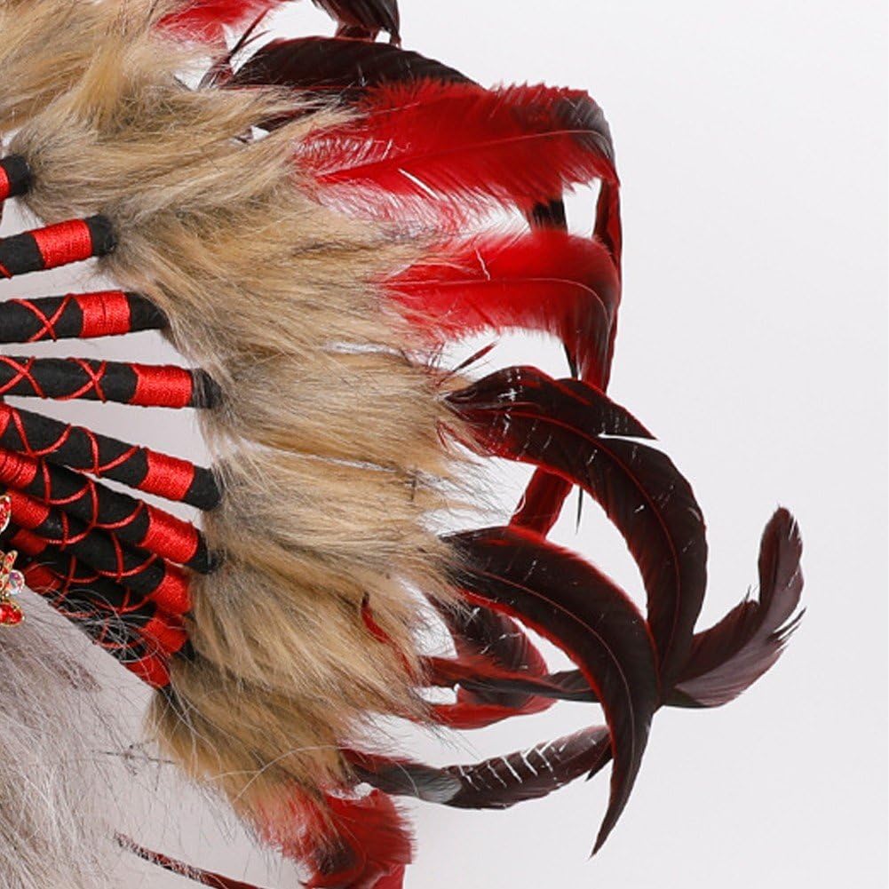 Dianzan Amerykańska ozdoba głowy unisex indiańska opaska na czoło indiańska czapka z piórem amerykańska Warbonnet ozdoba głowy kapelusz na karnawał, imprezy tematyczne