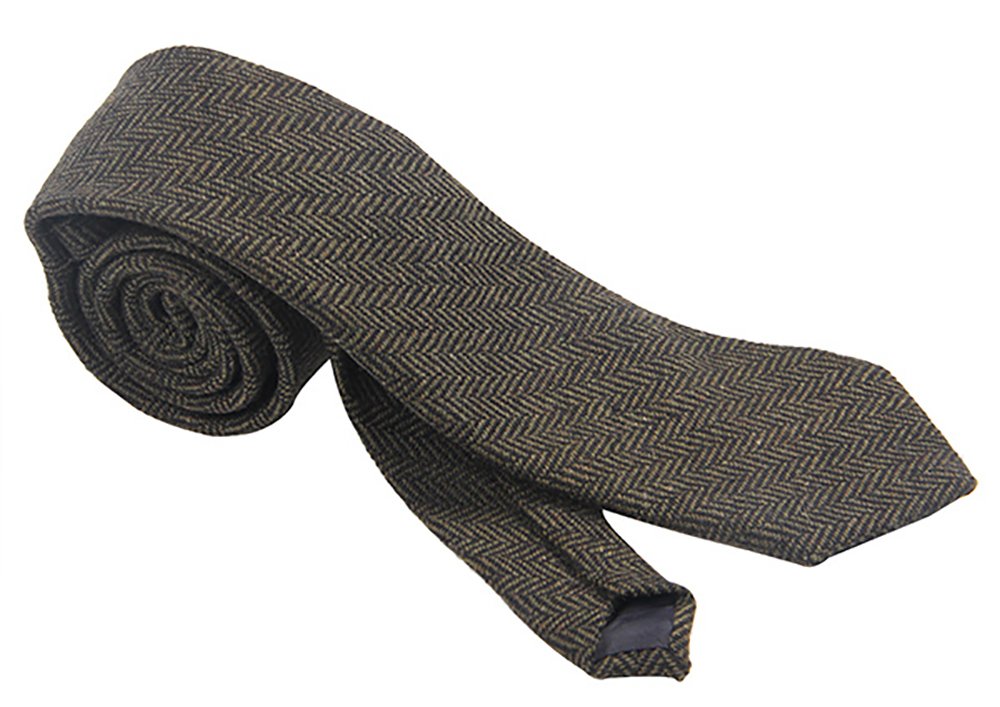 Heritage Traditions Men's Green Herringbone Tweed Neck Tie (Green Herringbone)