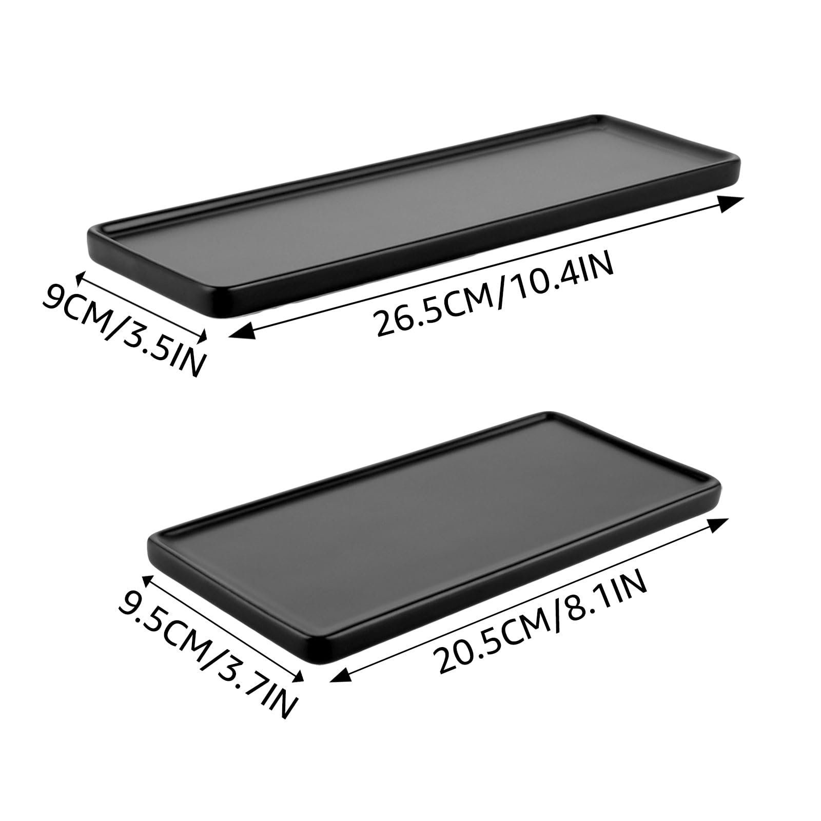 2 Plateaux Noir En Silicone Pour Salle De Bain Ou Cuisine - Organisateur Décoratif Rectangulaire