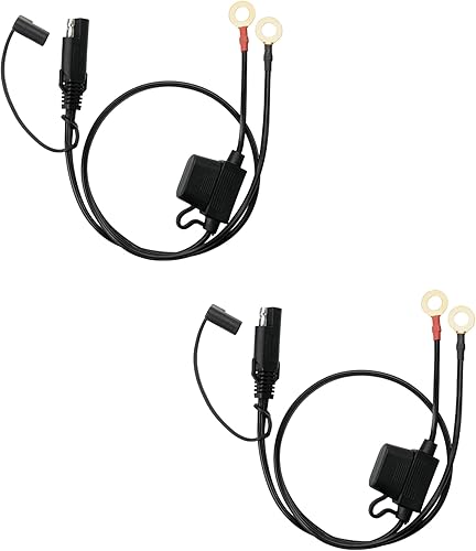 Bates - Conector de batería SAE, paquete de 2, arnés de terminal de anillo SAE a O de 2 pies, conector de batería de 2 pines, conector SAE, conexión