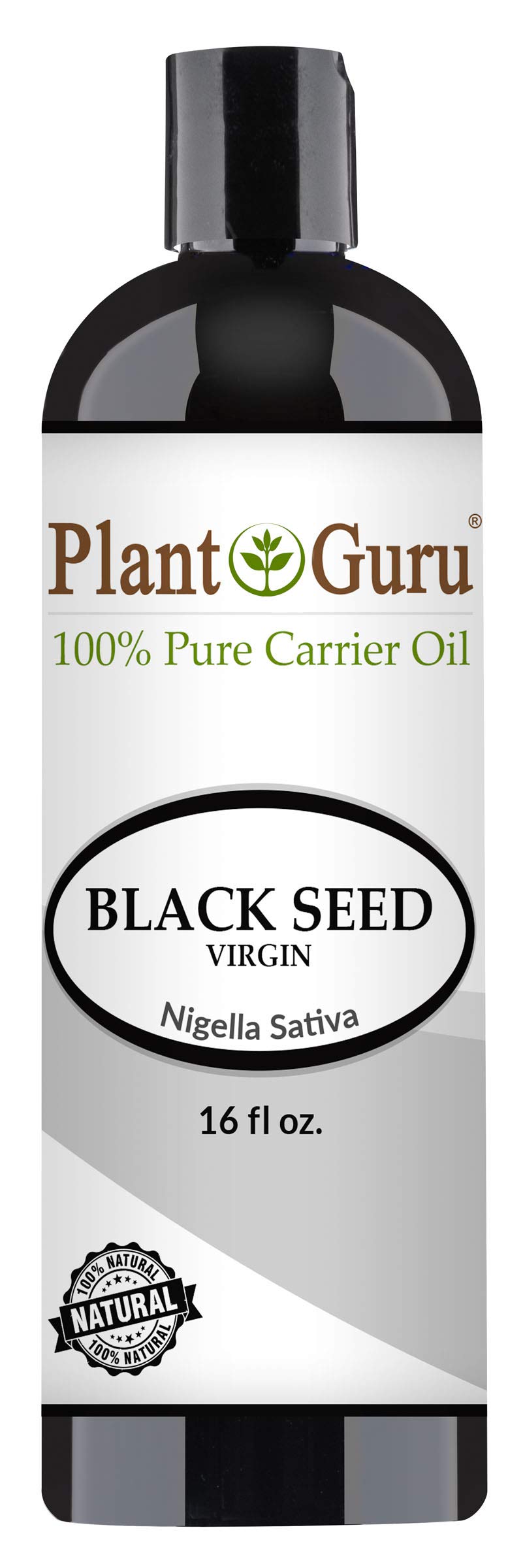 Plant Guru Black Seed Oil 16 oz Virgin, Unrefined Cold Pressed Cumin 100% Pure Natural - Skin, Body and Hair. Great For Eczema