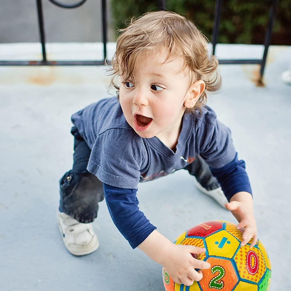 beetoy 3 Pcs Size 2 Toddler Soccer Ball, Soccer Balls for Toddlers with Pump, Inflatable Soccer Toys Balls for Toddlers Kids Ball Game, Cute Outdoor Indoor Sport Ball Toy for Children : Everything Else