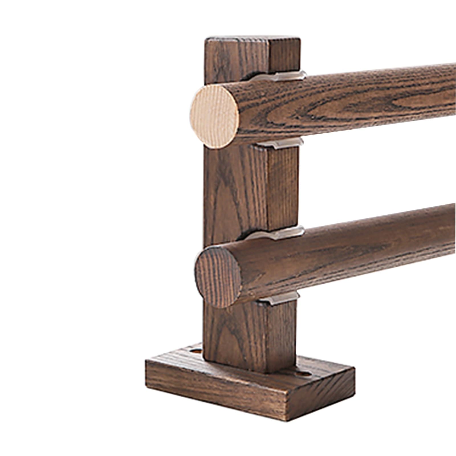 Tringle à rideaux en bois massif de noyer 280 cm lisse sans bavure double rail pour portes – Style romain élégant parfait pour la décoration de la maison