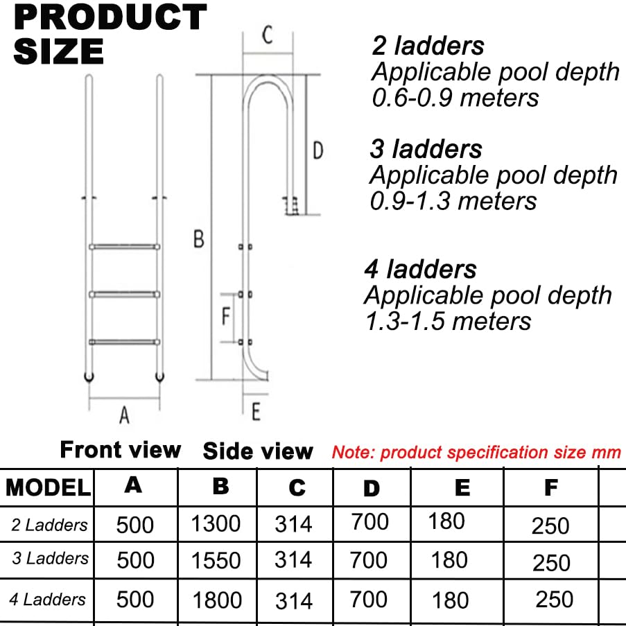 Escalera automática azul para piscina de acero inoxidable 304 miniatura 6