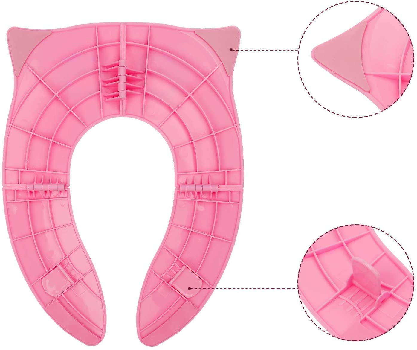 INOVERA (LABEL) Plastic Portable Baby Toilet Seat Foldable Western Kids Potty Trainer Cover For 0.5 To 5 Years Child Toddler Boys Girls Travel (Pink) 3