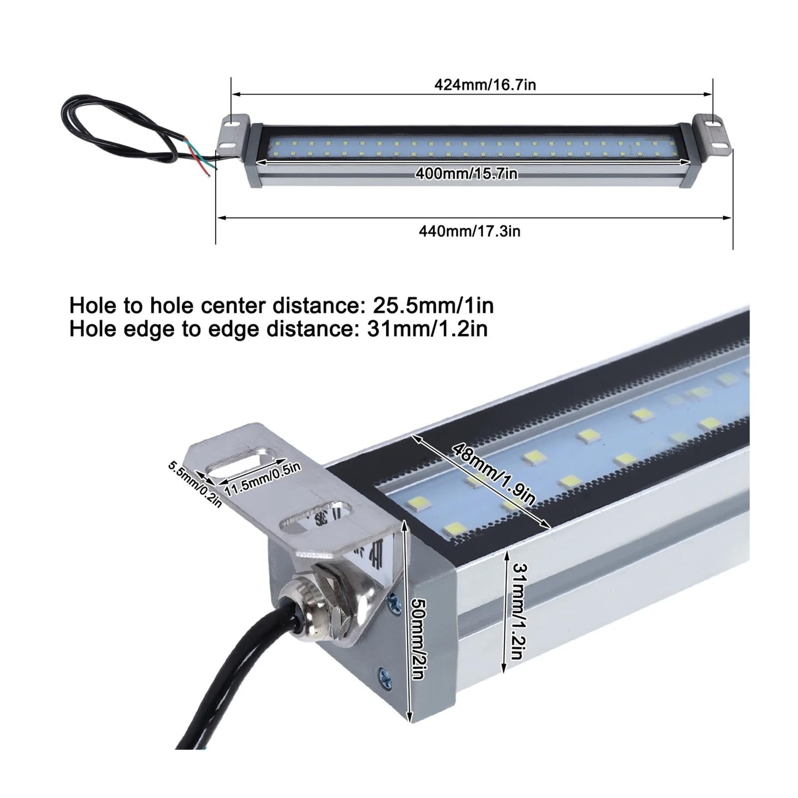 22CM/35CM/40CM/53CM Led obrabiarka światło robocze wodoodporna olejoodporna lampa tokarka CNC oświetlenie przemysłowe stop aluminium Wysoka jasność(40CM,DC 24-36V)