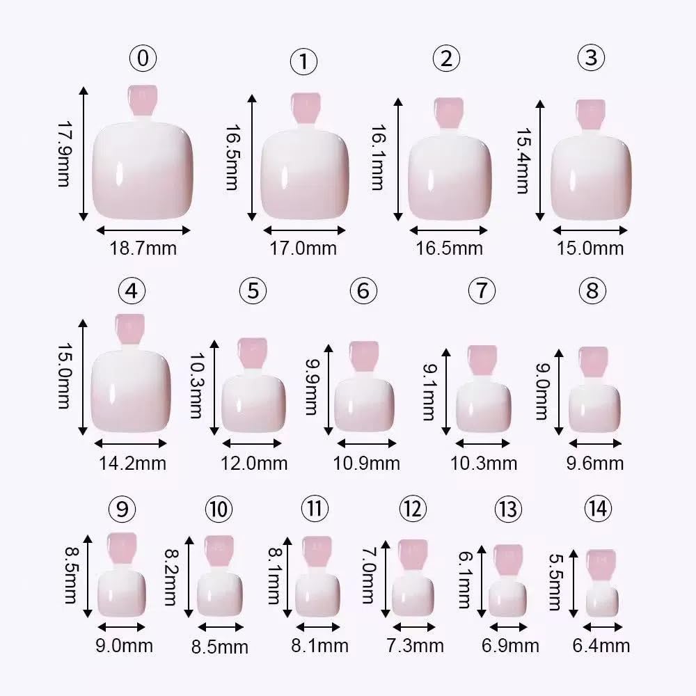 Ztcily False Nails Feet Short Square Pink Gradient Natural False Nails Summer Feet French Nude Pink Fake Nails Feet Stickers Women Girl - Image 4
