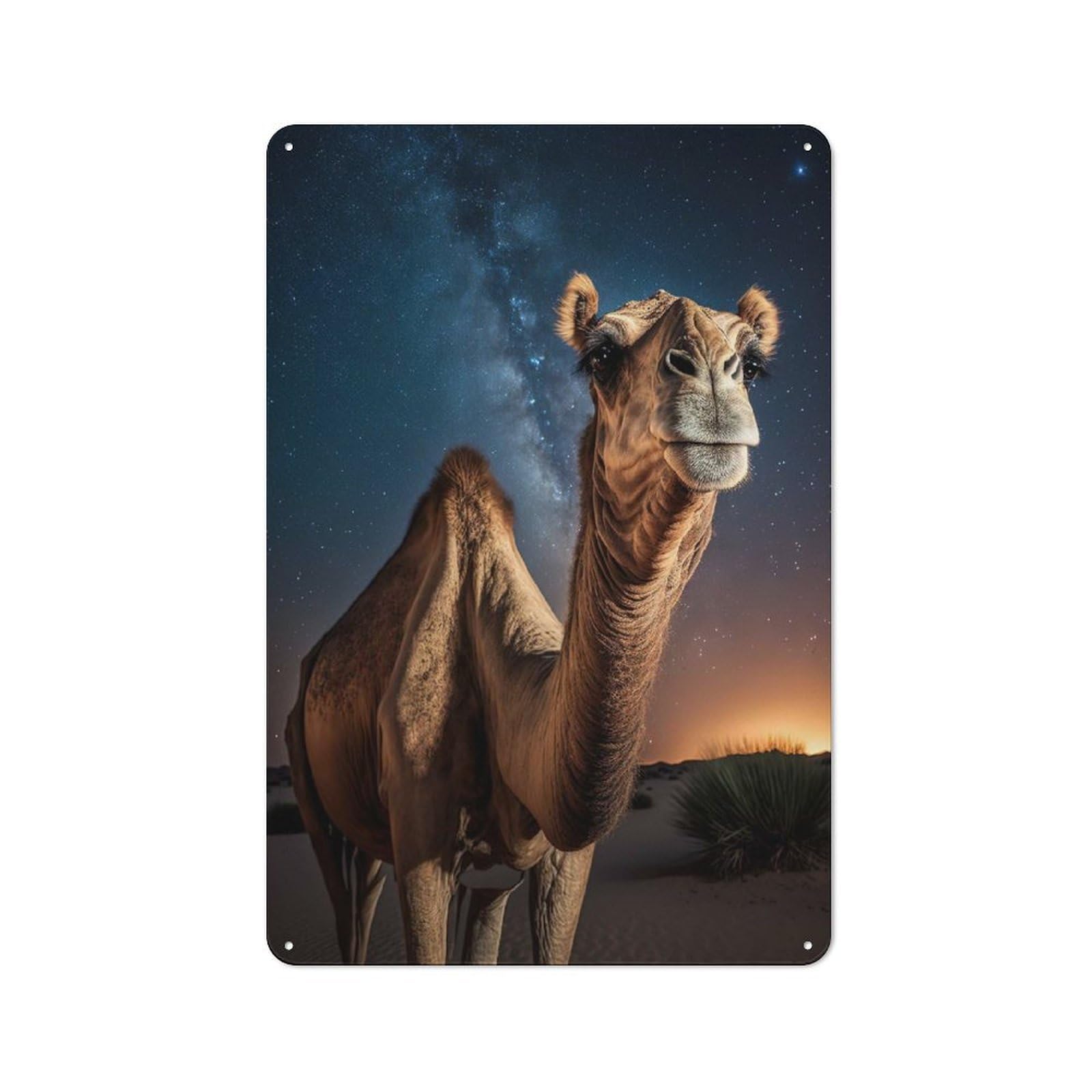 Junmoney Spirit Animal Camel Tin Wall Plaque With Design 30X20cm, Farmhouse Rustic Kitchen Decor For Dining Room, Cafe, Entryway Or Family Room