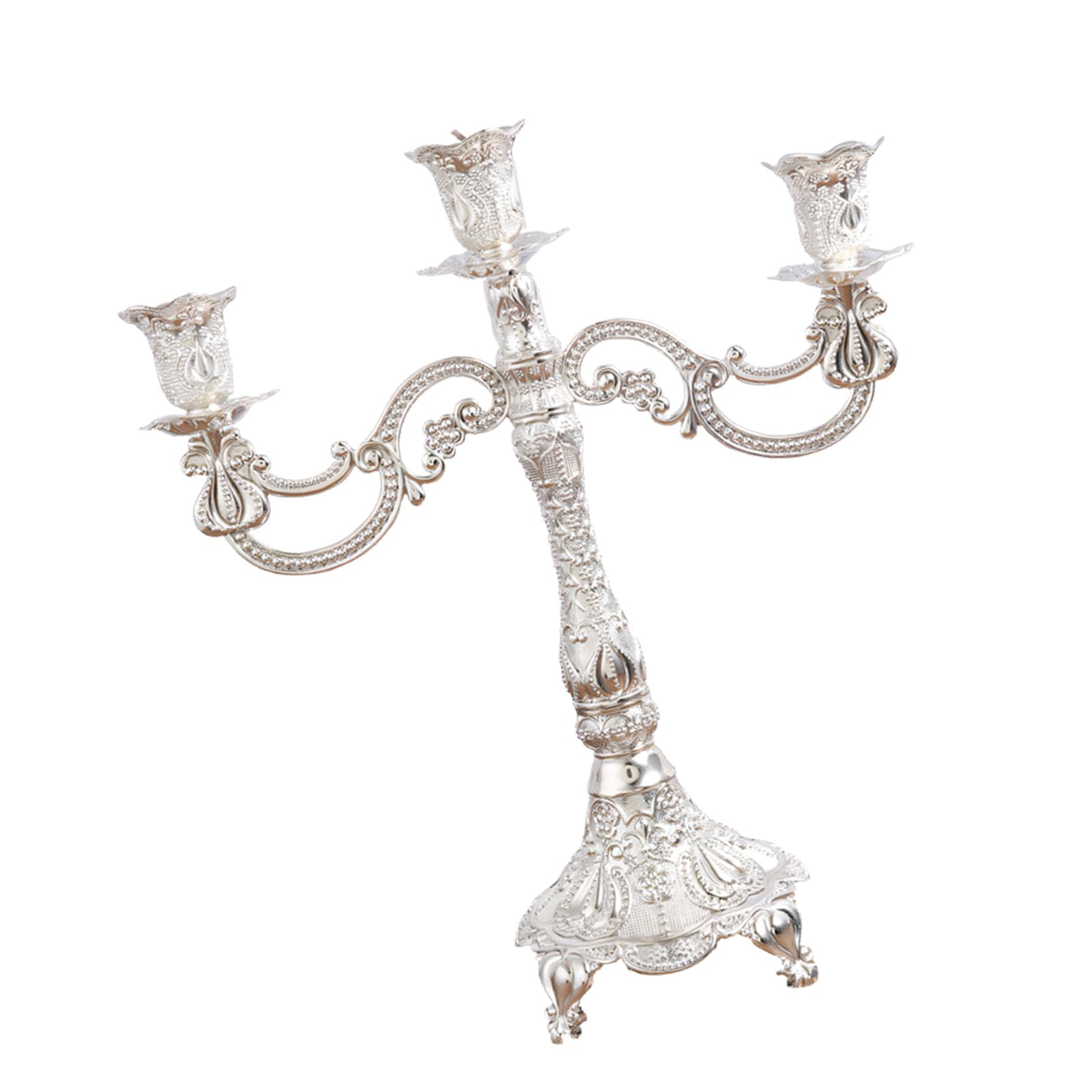 LUCKGONI Elegant European Gold Metal Candle Holders Candelabra With Intricate Carved Pattern For Romantics Dining And Home Decors