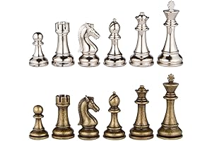 Neptune Silver and Bronze Metal Chess Pieces with 3.5 Inch King and...