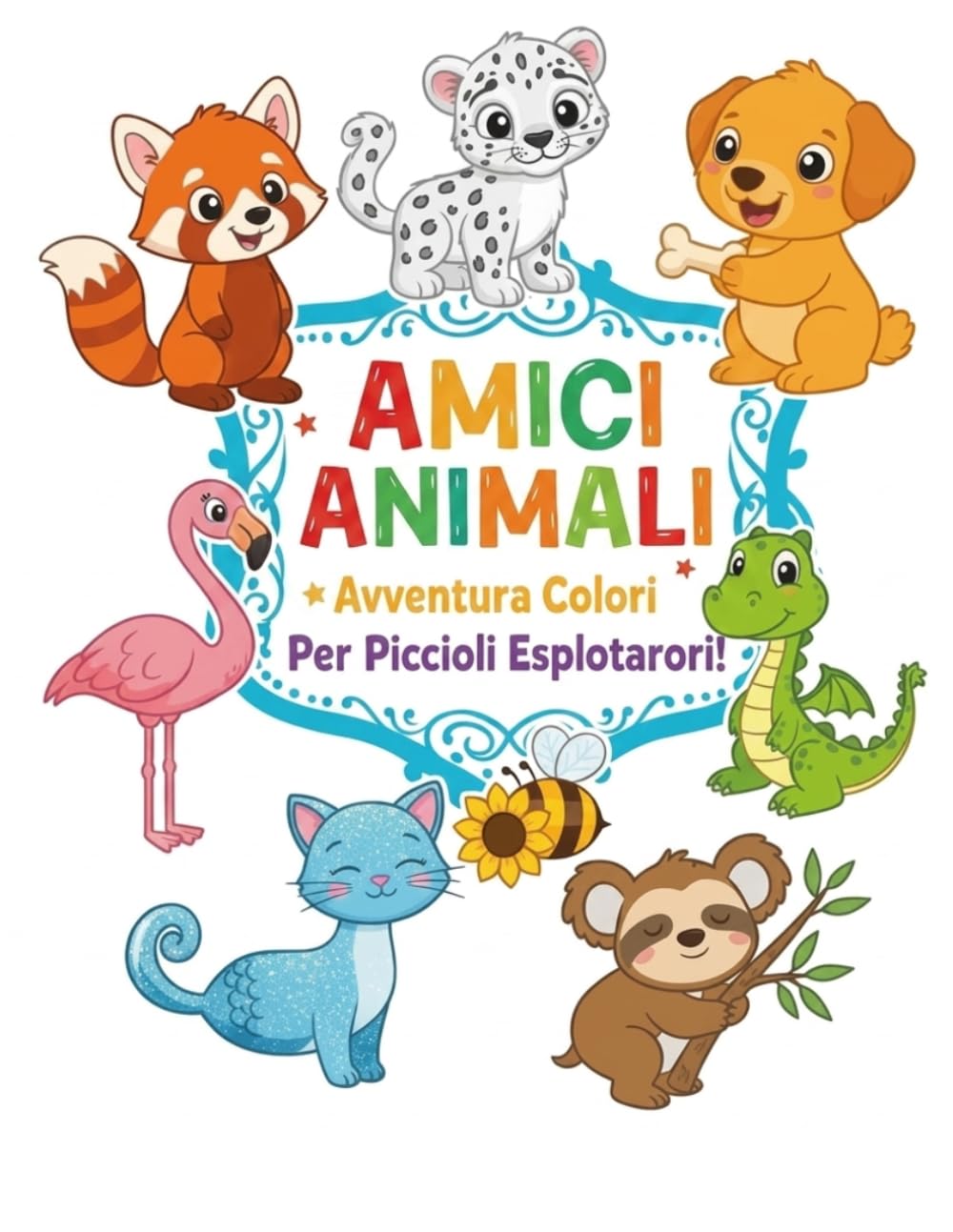 Amici Animali Avventura a Colori per Piccoli Esploratori libro da colorare per bambini con 50 animali.