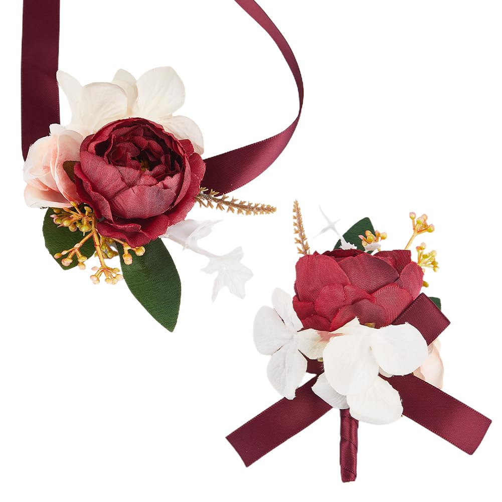 Uomini matrimonio Boutonniere braccialetti di corpetto da polso per damigelle d'onore Champagne rosa Buttonhole accessori per feste fiori artificiali  320