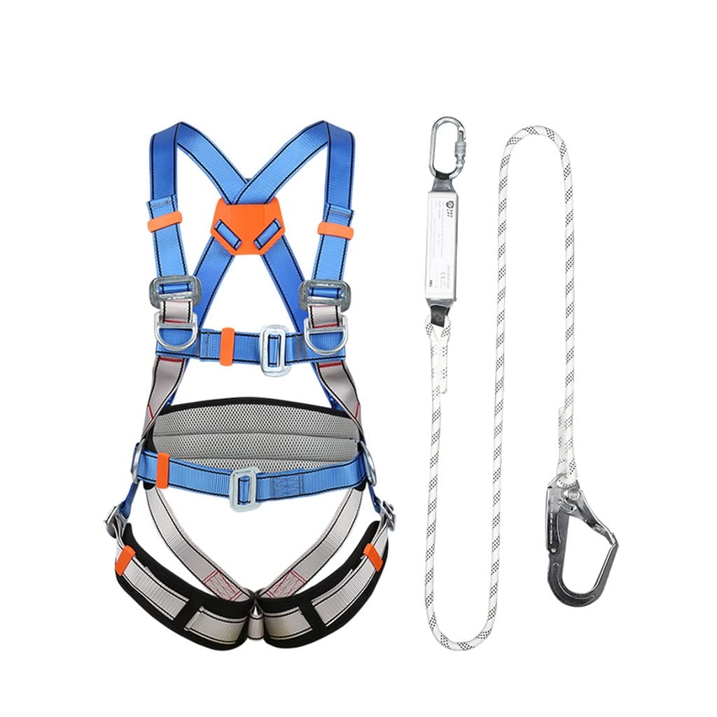 SwaYve Imbracatura Di Sicurezza per Lavoro Aereo, Kit Di Imbracatura Di Sicurezza in Vita a 5 Punti, Cintura Di Sicurezza Anticaduta, per Ponteggi per Carpentieri Edili/Single Hook/3M