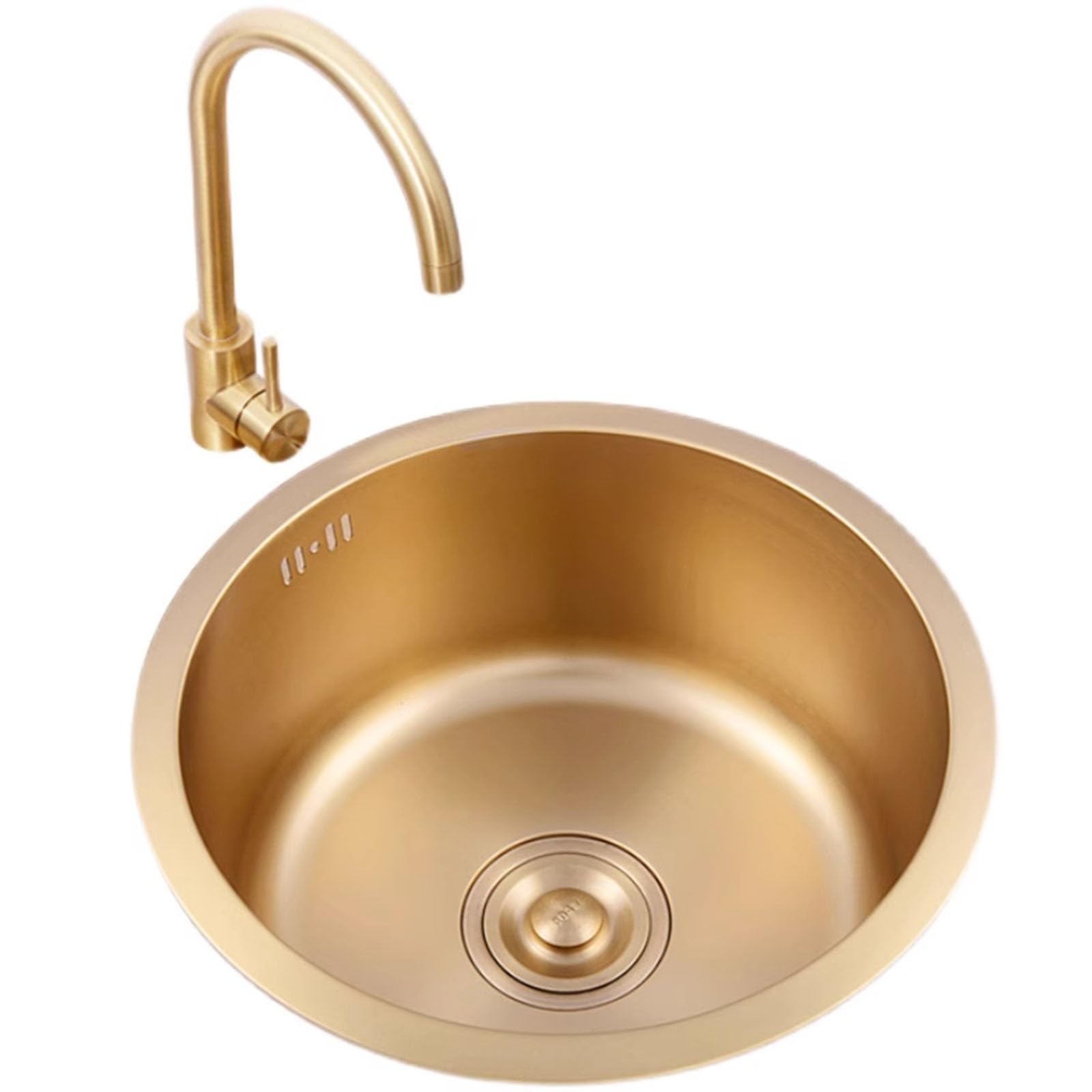 Cucina Cucina Bar 32/36/40cm Lavello in Oro Dispensa Studio Mini Lavello Rotondo in Acciaio Inossidabile di Piccole Dimensioni Serbatoio Singolo Lavelli Facili da Pulire (Color : Gold, Size : 40 * 40