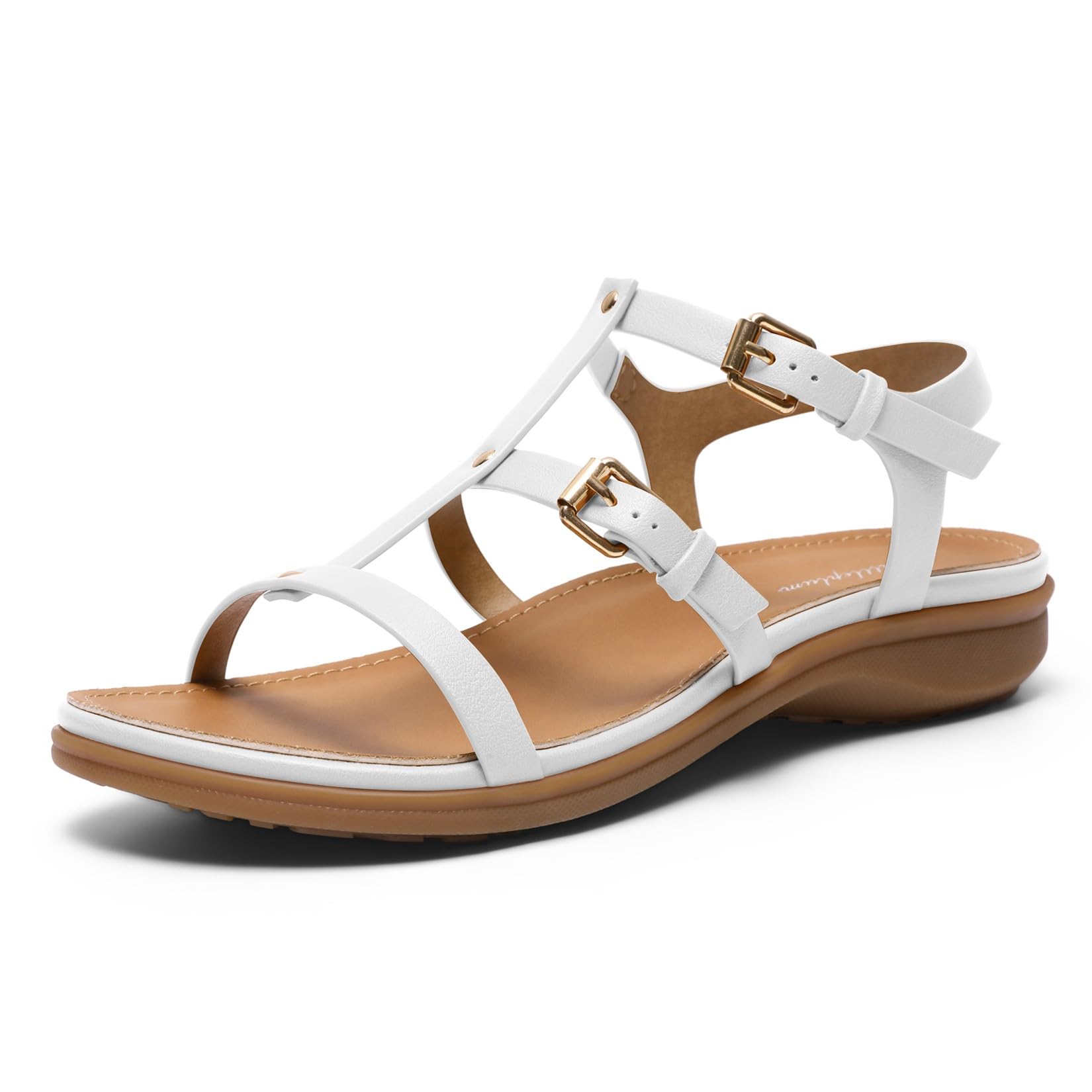Littleplum Damen Sandalen mit Fußgewölbestütze Sommer Flache Gladiatoren Sandalen Bequeme Strandliche Riemchen