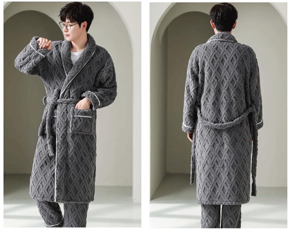 LVTFCO Autunno e inverno pigiama set, set di 2 uomini bagno avvolgere grasso più dimensioni vestaglia