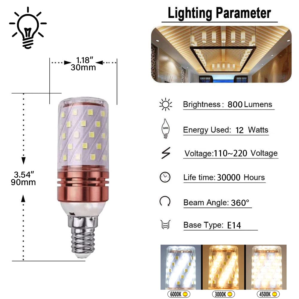 Bombillas Paquete de 10, bombilla LED de maíz de 16 W (equivalente a 160 W) sin estroboscópico, no regulable CA 100 V-240 V casquillo E14 de corriente constante, hogar/comercial (Tricolor Dimming E14)