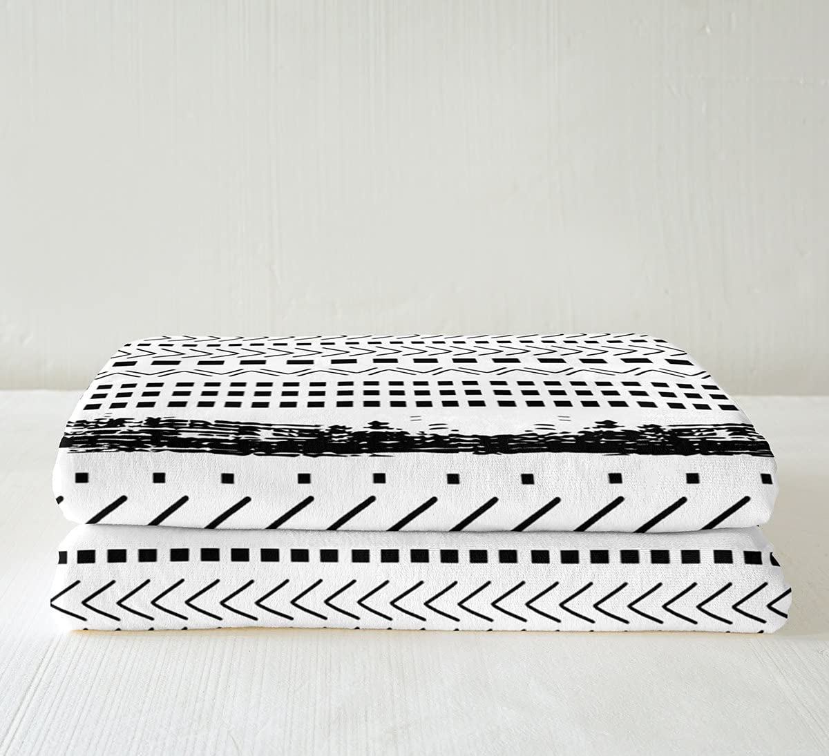 HOMRITAR Coperta Per Bambini In Morbido Pile, 76x101 Cm, Reversibile, Motivo Zigzag Sfumato Salvia/Bianco